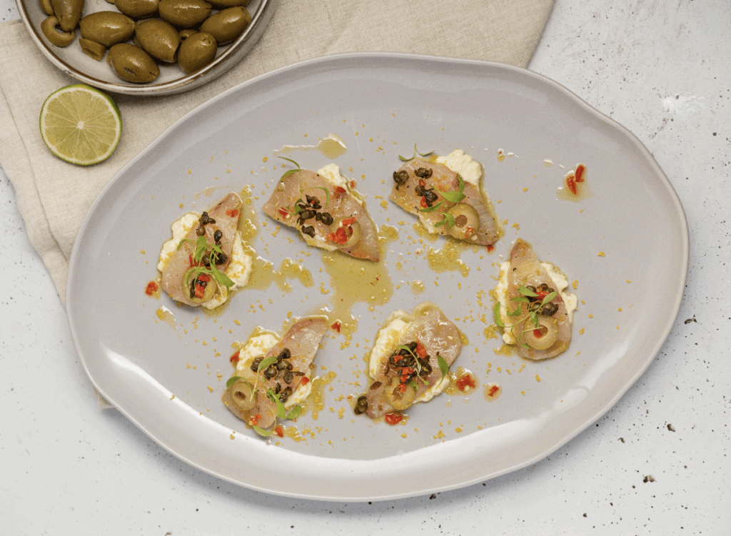 Kingfish & Cerignola Olives Crudo