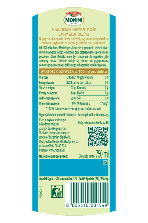 Oliwa z oliwek extra vergine Delicato