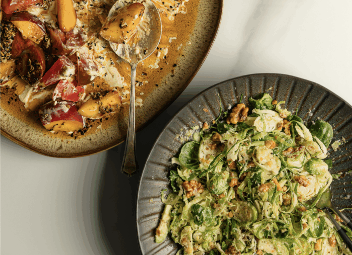 Shaved Brussel Sprout & Walnut Salad with Manchego Olive Oil Dressing