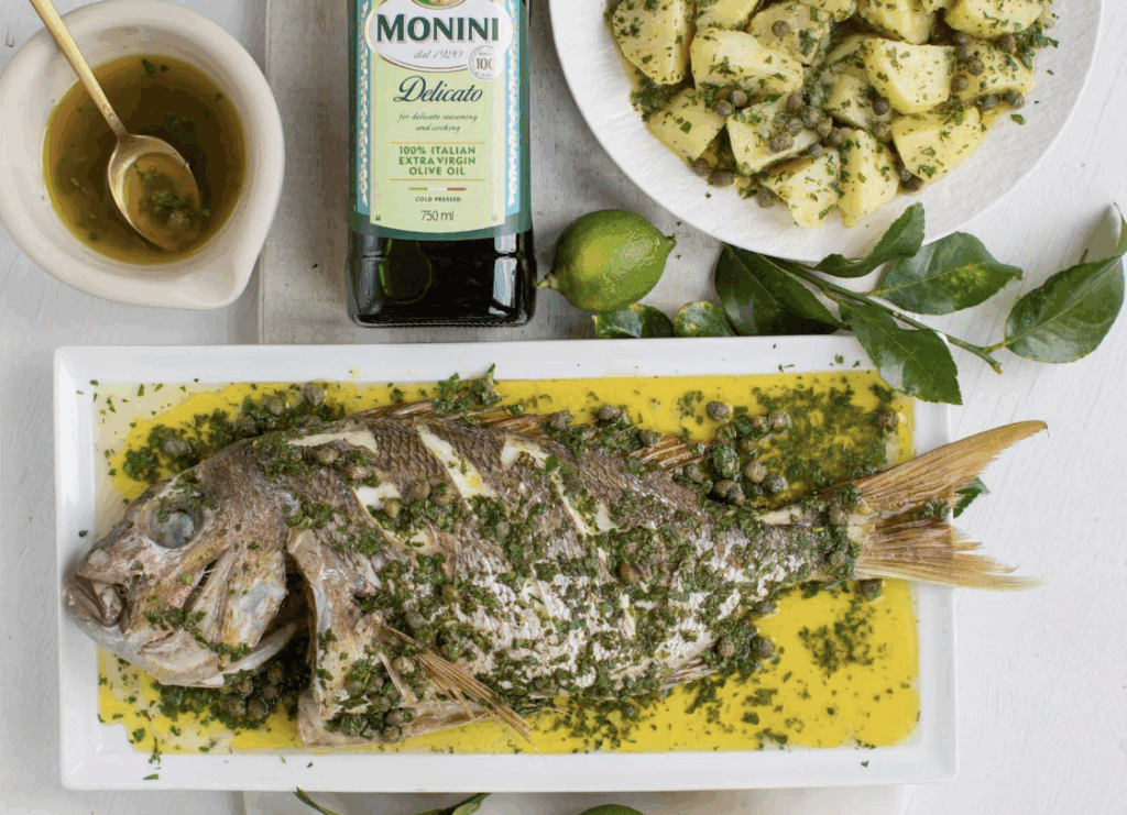 Snapper with Caper And Parsley Dressing