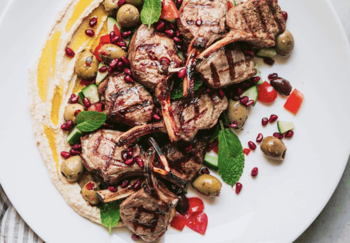 Mediterranean Lamb Cutlet and Hummus Platter