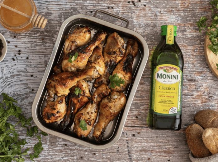 Pałki z kurczaka w glazurze miodowo-musztardowej