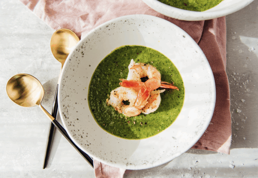Olive Oil Poached Shrimp with Winter (Pesto) Pistou