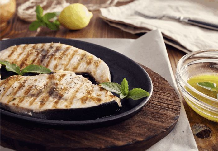 Swordfish in olive oil sauce