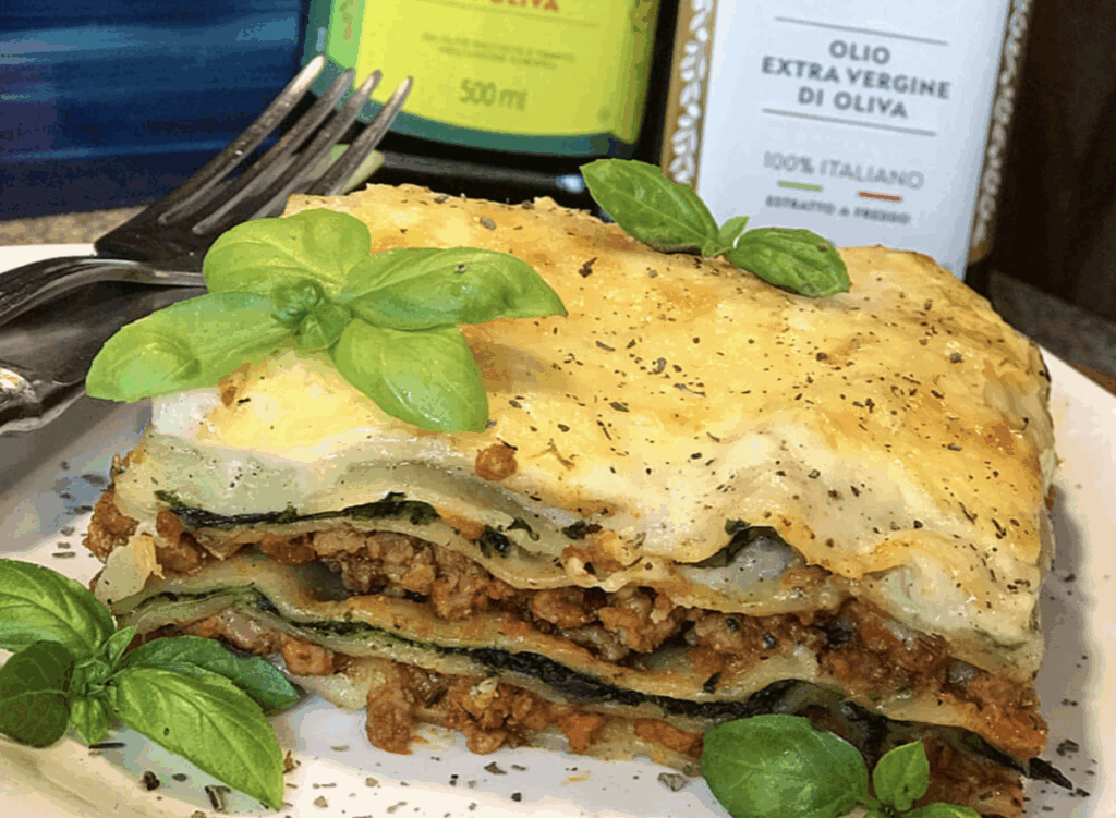 Lazania ze szpinakiem i mieloną wołowiną