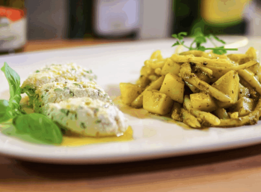 Sałatka z fasolki szparagowej i ziemniaków z pesto genovese