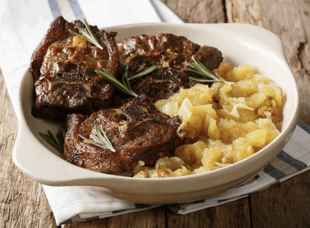 Lamskoteletten met appelmoes