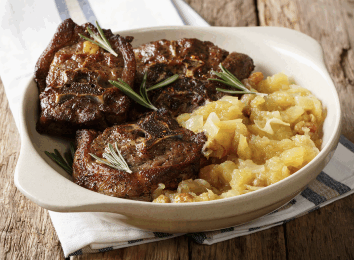 Lamskoteletten met appelmoes